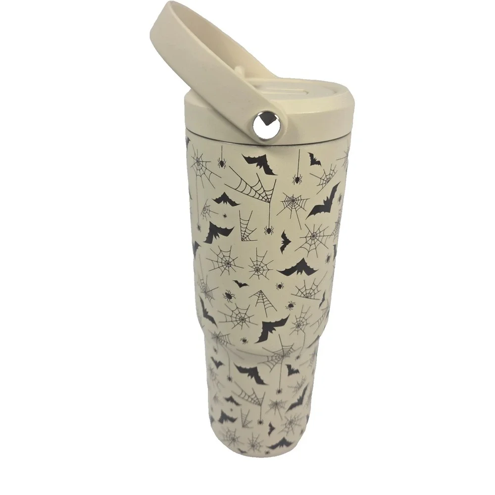 Hydrapeak Halloween Tumbler 24oz Cream Bats Spiders NWT Artisan Collection